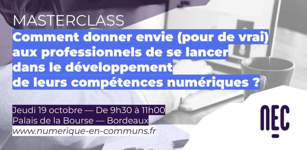 Comment donner envie (pour de vrai) aux professionnels de se lancer 
dans le développement 
de leurs compétences numériques ?